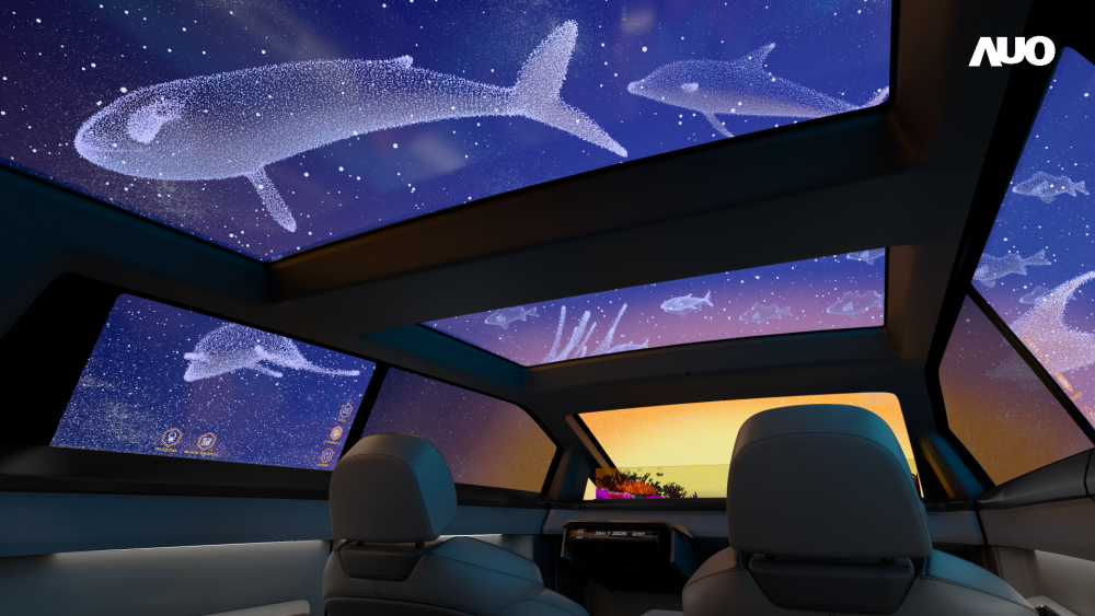 DB视讯以Smart Cockpit 2025展示一系列领先业界的Micro LED Display HMI 解决方案，其中幻境全景天幕(Vitrual Sky Canopy)是全球首度导入大尺寸、透明Micro LED 显示器于天窗的应用，带来无边际的沉浸式体验